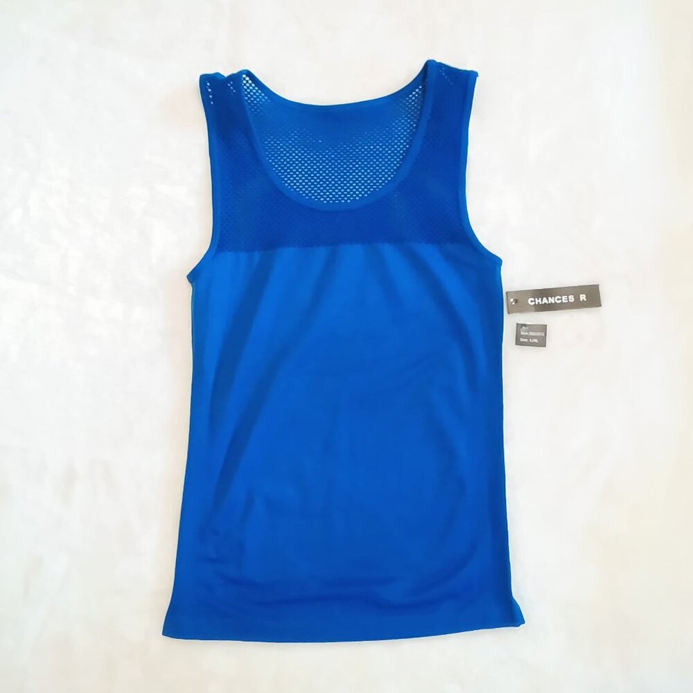 Chances R Womens Gorgeous Royal Blue Mesh Body Con Fitted Tank Top 💙